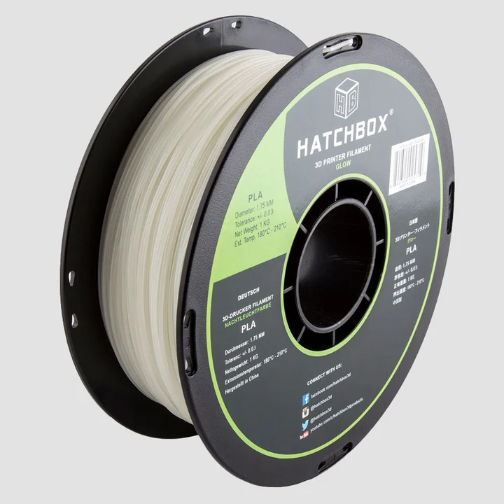 Hatchbox glow in the dark PLA 3D printer filament, Glow, 1.75 mm 1 kg spool spool