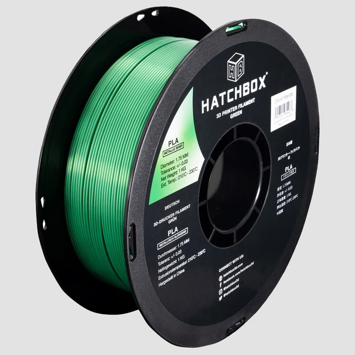 Hatchbox Metallic Finish Green PLA 3D printer filament, 1.75 mm 1 kg spool