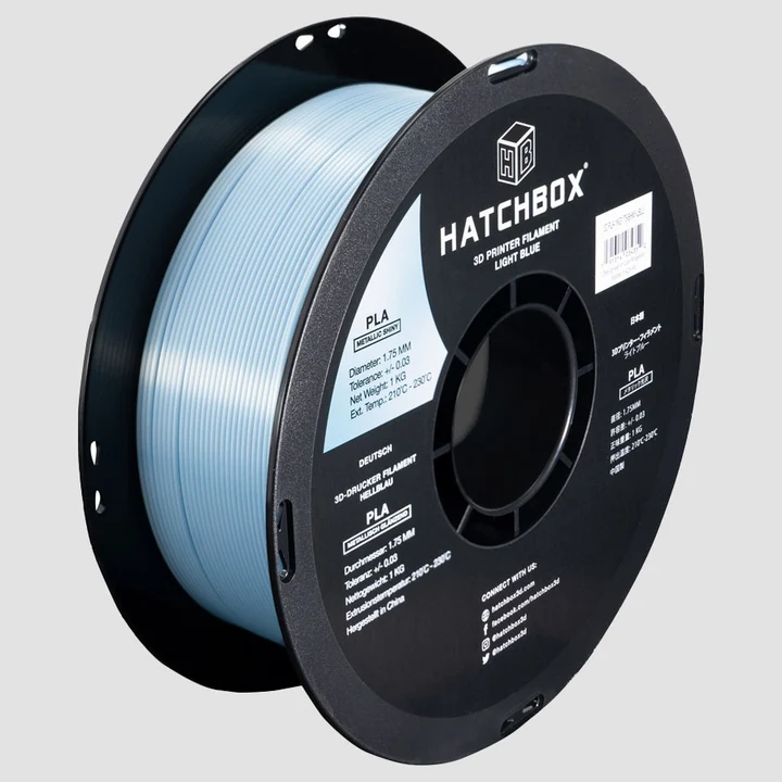 Hatchbox Metallic Finish Light Blue PLA 3D printer filament, 1.75 mm 1 kg spool