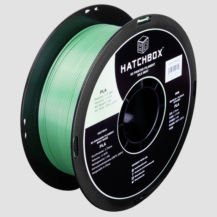 Hatchbox Silk Mint PLA 3D printer filament, 1.75 mm 1 kg spool