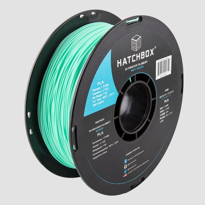 Hatchbox PLA 3D printer filament, Mint Green, 1.75 mm 1 kg spool