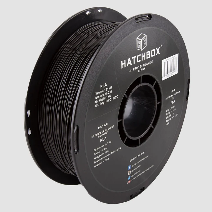 Hatchbox PLA 3D printer filament, Black, 1.75 mm 1 kg spool