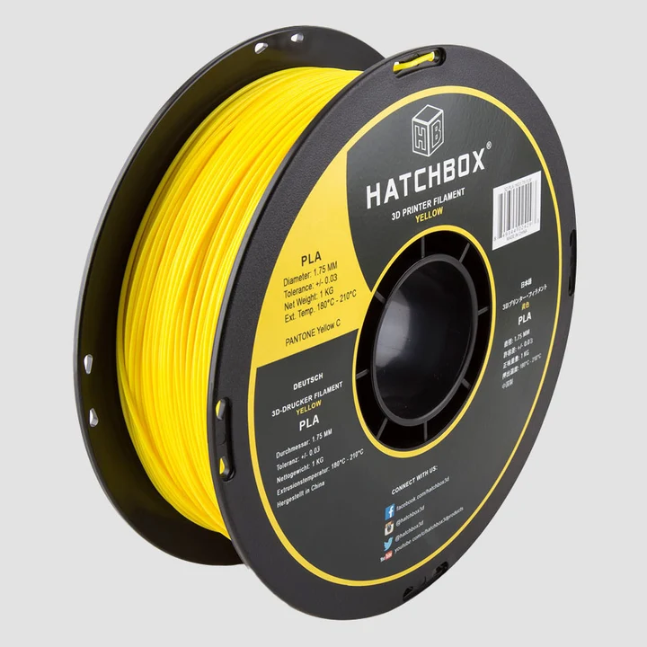 Hatchbox PLA 3D printer filament, Yellow, 1.75 mm 1 kg spool