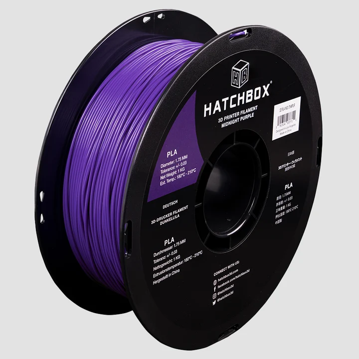 Hatchbox PLA 3D printer filament, Midnight Purple, 1.75 mm 1 kg spool