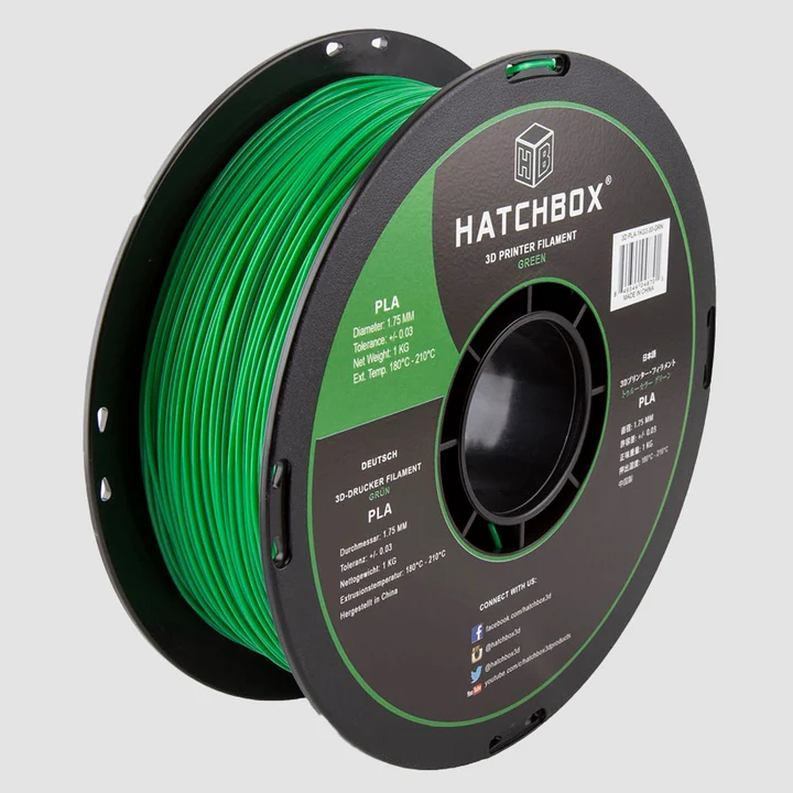 Hatchbox PLA 3D printer filament, Green, 1.75 mm 1 kg spool