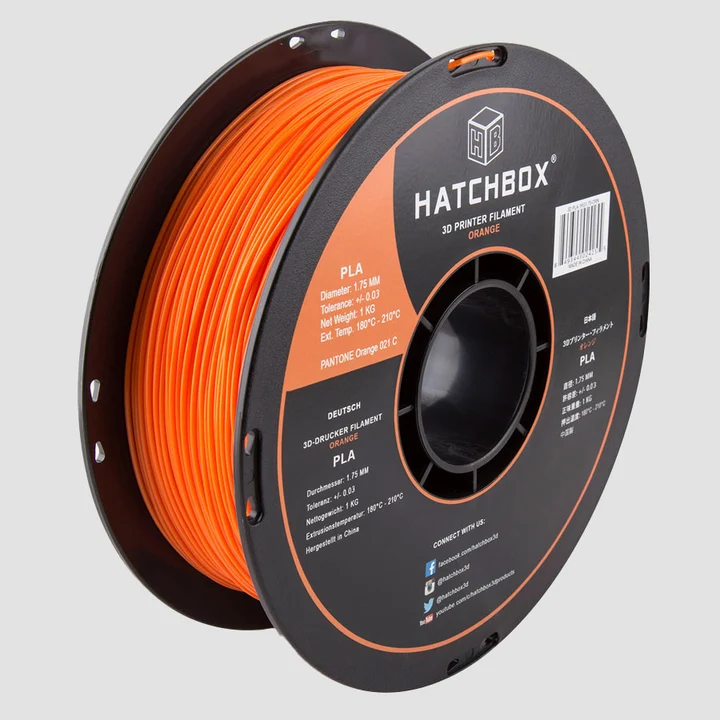 Hatchbox PLA 3D printer filament, Orange, 1.75 mm 1 kg spool