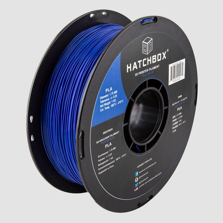 Hatchbox PLA 3D printer filament, True Blue, 1.75 mm 1 kg spool